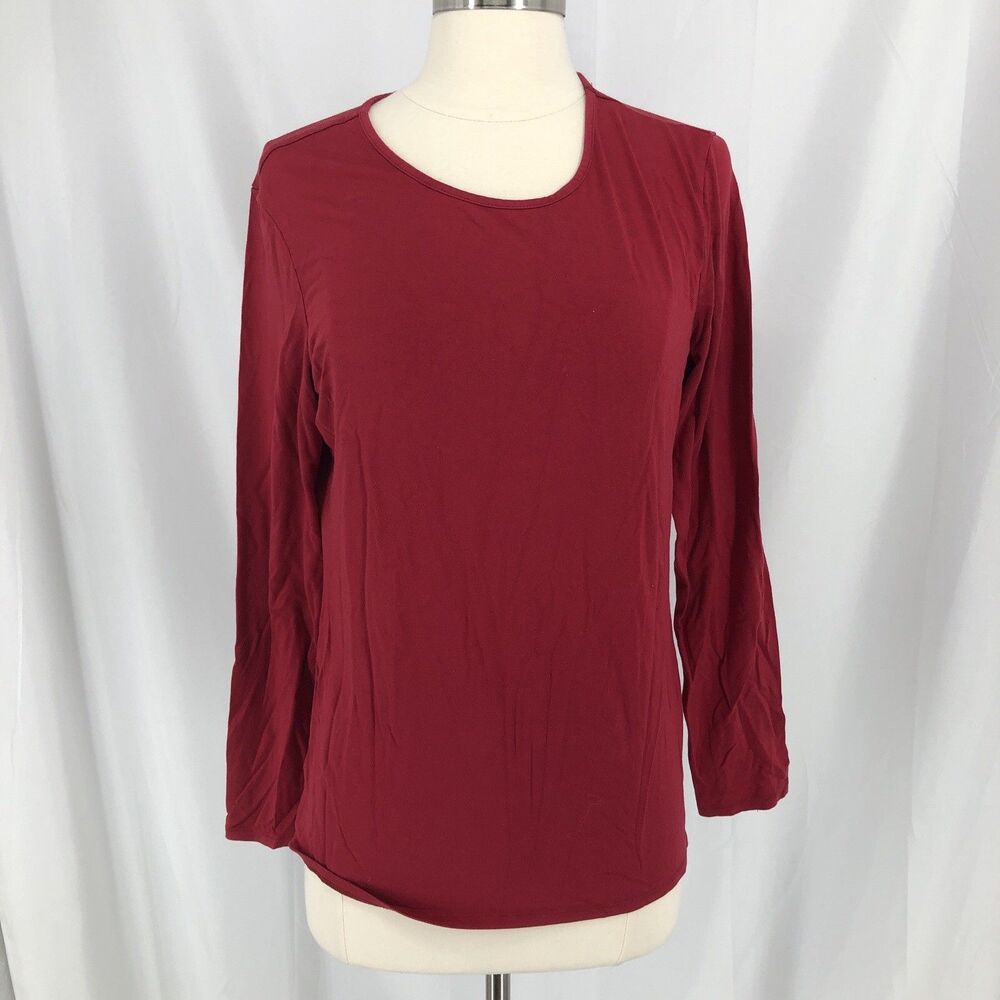 Chico's The Ultimate Tee Womens Size 1 Red Long Sleeve Stretch Casual
